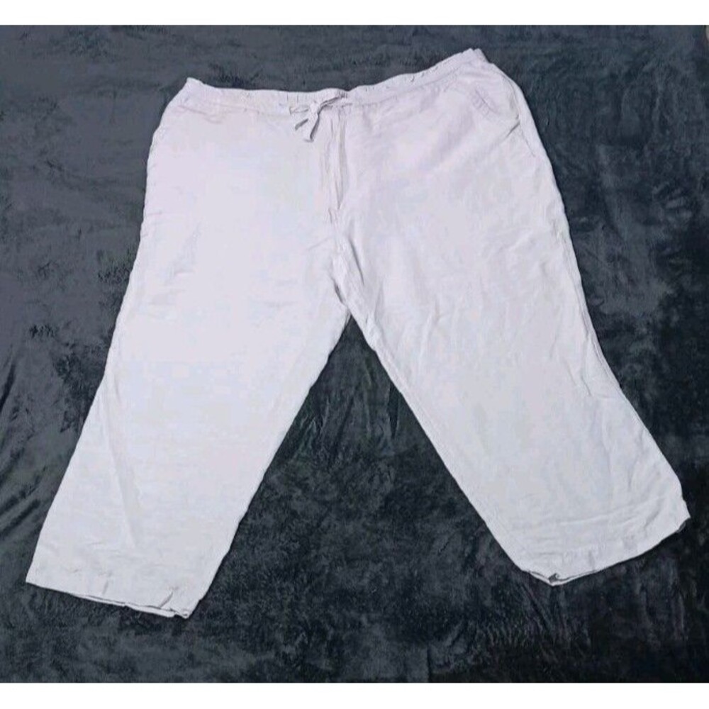 Cubavera Linen Blend Button Drawstring Pants Mens XXL Gray Coastal Beach Cruise